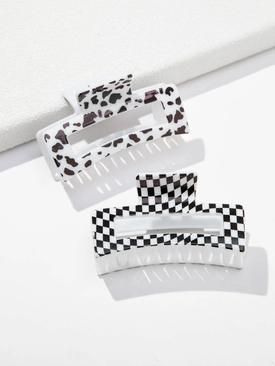 2pcs Plaid Hair Claw - Multicolor - View 1