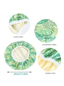 1pc EVA Shower Cap, Cute Heart Pattern Waterproof Disposable Shower Cap For Bathroom - Pink - View 2