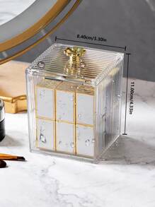 Clear Swab Storage Box, 1pc Dust-Proof Makeup Organizer, Lipstick Storage Container, Small Power Puff Box, Multifunctional Cosmetic Storage Box, Desk Canisters For Dresser, Bathroom, Vanity,Room,Home,Bedroom,Bathroom,House,Pink Room,Living Room Decor,Travel Stuff,Gift Bag,Gifts For Mom,Dad,Men,Friends,Teacher,Birthday,Wedding,Desk,Shelves,Accessories,Gift Boxes,Funny Gift,Storage ,Jewellery Box,Pouch,Makeup Brush Holder,Brush Holder,Perfume Organiser,Pouch Bag,Gifts For Women,Christmas Gifts,Gift Ideas For Women - Clear - View 4