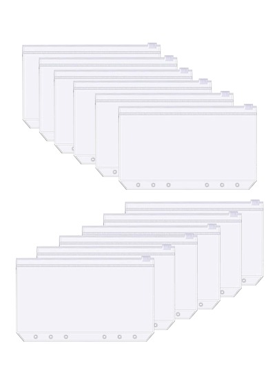 1 Set Of 12 A6/A5/A7 OR 2 Sets Of A6 Transparent Zipper Pouches,Back To School,School Supplies,Savings Plan,Biweekly Savings Plan,10000 Savings Plan,Savings Strategy