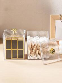 Clear Swab Storage Box, 1pc Dust-Proof Makeup Organizer, Lipstick Storage Container, Small Power Puff Box, Multifunctional Cosmetic Storage Box, Desk Canisters For Dresser, Bathroom, Vanity,Room,Home,Bedroom,Bathroom,House,Pink Room,Living Room Decor,Travel Stuff,Gift Bag,Gifts For Mom,Dad,Men,Friends,Teacher,Birthday,Wedding,Desk,Shelves,Accessories,Gift Boxes,Funny Gift,Storage ,Jewellery Box,Pouch,Makeup Brush Holder,Brush Holder,Perfume Organiser,Pouch Bag,Gifts For Women,Christmas Gifts,Gift Ideas For Women - Clear - View 5