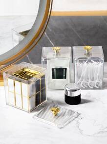 Clear Swab Storage Box, 1pc Dust-Proof Makeup Organizer, Lipstick Storage Container, Small Power Puff Box, Multifunctional Cosmetic Storage Box, Desk Canisters For Dresser, Bathroom, Vanity,Room,Home,Bedroom,Bathroom,House,Pink Room,Living Room Decor,Travel Stuff,Gift Bag,Gifts For Mom,Dad,Men,Friends,Teacher,Birthday,Wedding,Desk,Shelves,Accessories,Gift Boxes,Funny Gift,Storage ,Jewellery Box,Pouch,Makeup Brush Holder,Brush Holder,Perfume Organiser,Pouch Bag,Gifts For Women,Christmas Gifts,Gift Ideas For Women - Clear - View 6