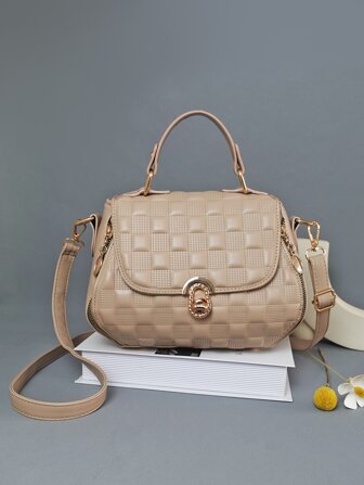 格子設計翻蓋馬鞍包