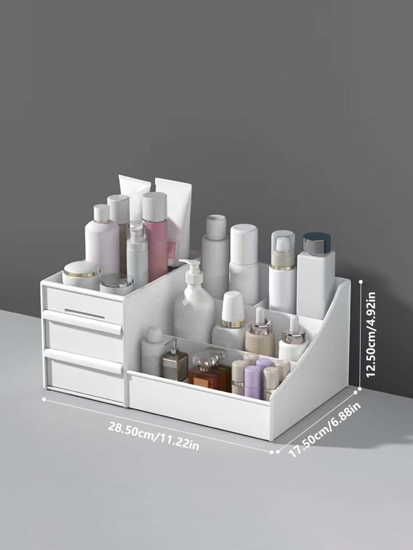 Large Capacity Cosmetic Storage Box, 1pc Makeup Organizer With Drawers