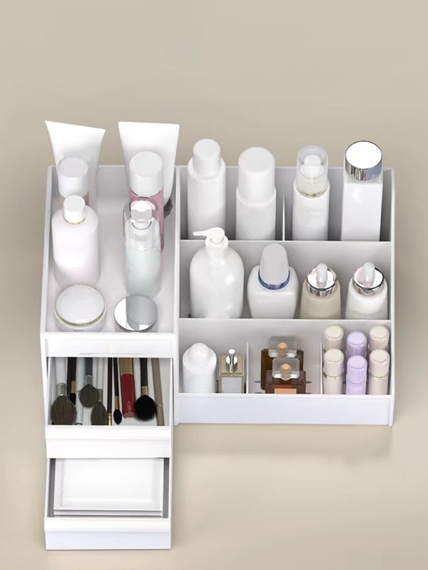 Large Capacity Cosmetic Storage Box, 1pc Makeup Organizer With Drawers