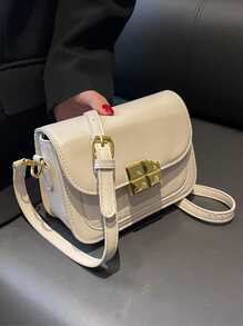 Bolsa cuadrada con diseño metal con solapa - Blanco - Ver 2