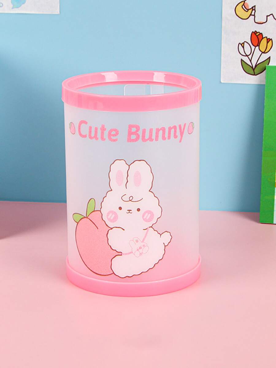 1入組卡通兔子和標語圖案筆筒