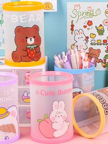 1入組卡通兔子和標語圖案筆筒