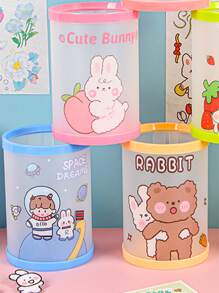 1入組卡通兔子和標語圖案筆筒