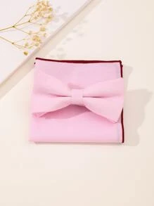 男士素色領結和口袋方形 - 淺粉色 - 查看 3