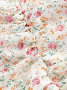 SHEIN MOD Ditsy Floral Print Ruched Ruffle Hem Cami Dress - Multicolor - View 4