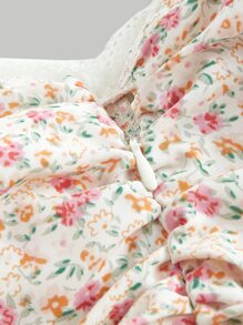 SHEIN MOD Ditsy Floral Print Ruched Ruffle Hem Cami Dress - Multicolor - View 3