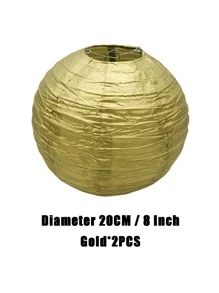 2 cái/bộ Đèn Lồng Giấy, Bóng Đèn Treo Giấy Vàng Tối Giản Cho Bữa Tiệc - Vàng - Xem 3