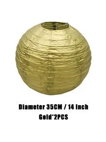 2 cái/bộ Đèn Lồng Giấy, Bóng Đèn Treo Giấy Vàng Tối Giản Cho Bữa Tiệc - Vàng - Xem 4