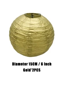 2 cái/bộ Đèn Lồng Giấy, Bóng Đèn Treo Giấy Vàng Tối Giản Cho Bữa Tiệc - Vàng - Xem 5