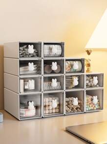 1pc Plain Stationery Storage Box - White - View 1