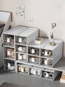 1pc Plain Stationery Storage Box - White - View 2