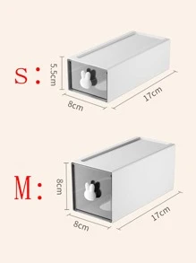 1pc Plain Stationery Storage Box - White - View 3
