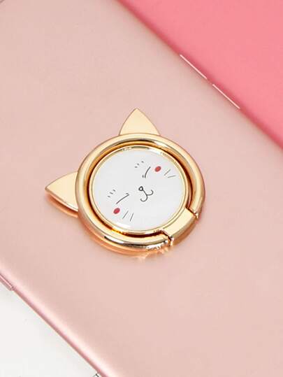 1pc Cat Design Phone Ring Holder Compatible With IPhone, Android Phone, Gift For Birthday, Family, Friends Finger Ring Holder, Phone Grip, Phone Accessories