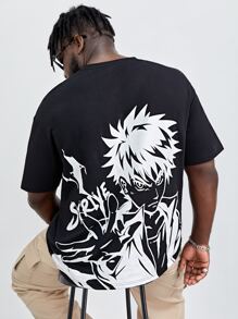 EASEVO Men Plus Figure Graphic Tee - Black - View 1