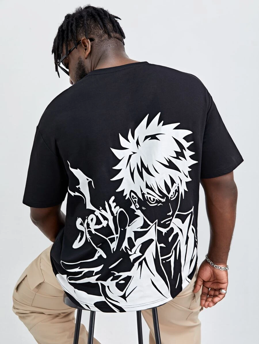 EASEVO Men Plus Figure Graphic Tee - Black - View 1