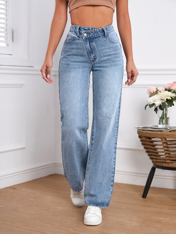 SHEIN Tall Cat Whisker Straight Leg Jeans