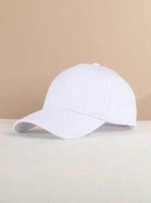 1pc Kids Plain Color Adjustable Size Outdoor Casual Fashionable Sun Ion Windproof Breathable Comfortable Baseball Cap, Versatile All Season - White - View 1
