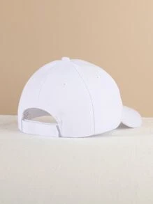 1pc Kids Plain Color Adjustable Size Outdoor Casual Fashionable Sun Ion Windproof Breathable Comfortable Baseball Cap, Versatile All Season - White - View 3