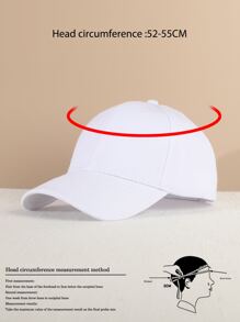 1pc Kids Plain Color Adjustable Size Outdoor Casual Fashionable Sun Ion Windproof Breathable Comfortable Baseball Cap, Versatile All Season - White - View 4