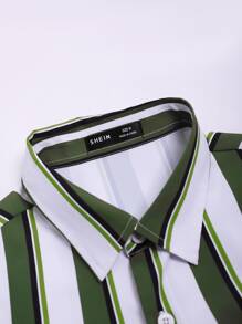 Manfinity Homme Men Striped Print Shirt & Drawstring Waist Trousers Without Tee - Multicolor - View 6