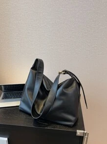 Minimalist Hobo Bag - Black - View 1