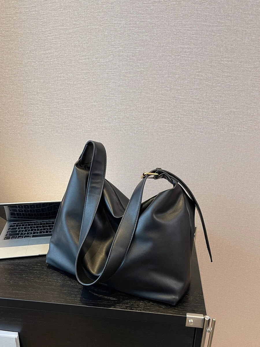 Minimalist Hobo Bag - Black - View 1