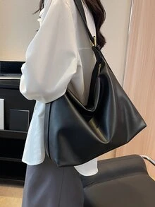 Minimalist Hobo Bag - Black - View 2