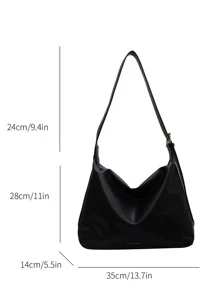Minimalist Hobo Bag - Black - View 3