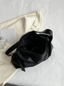 Minimalist Hobo Bag - Black - View 4