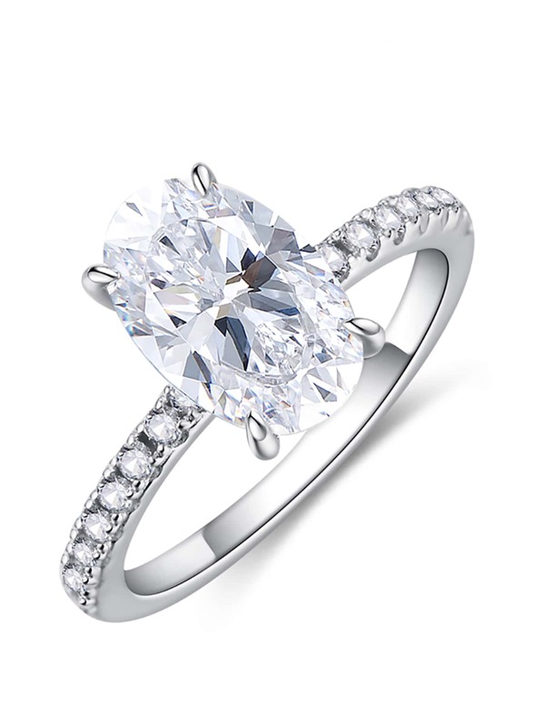 Laboratory-Created Moissanite Decor Silver Wedding Band Engagement Bridal Jewelry
