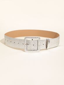 Party Square Buckle Belt Halloween Summer, School Fall, Autumn, Halloween - Silver - View 2