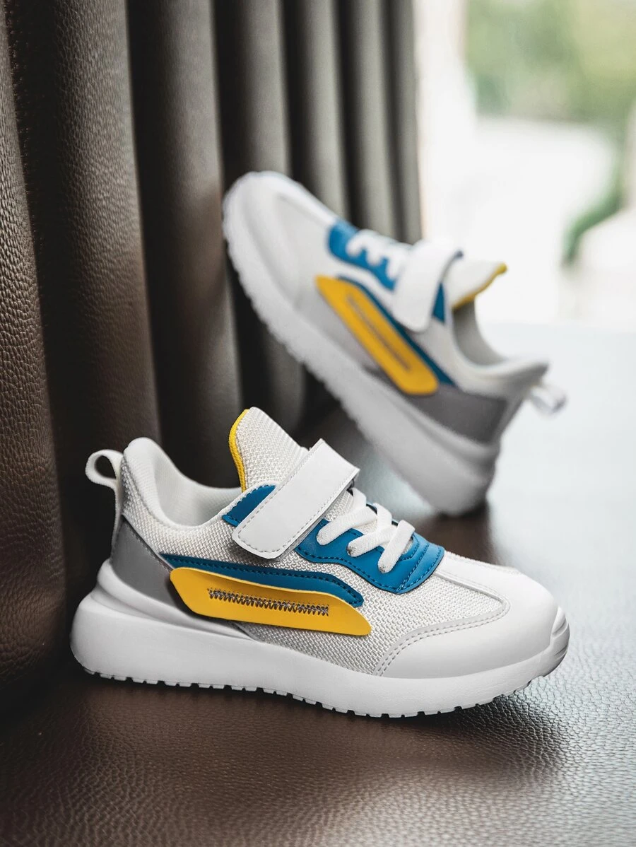 運動戶外跑步鞋撞色前綁帶運動鞋