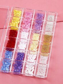 盒 24 種/2000 顆美甲樹脂珍珠珠花形鋼珠 - 彩色 - 查看 1