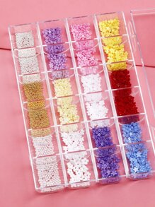 盒 24 種/2000 顆美甲樹脂珍珠珠花形鋼珠 - 彩色 - 查看 5