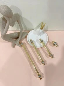 1pc Zinc Alloy Drawer Pull, Nordic Rhinestone Decor Drawer Handle For Home - Gold - View 7