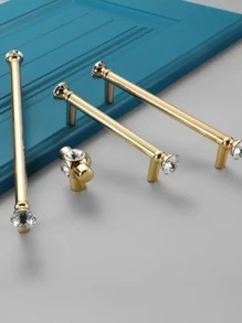 1pc Zinc Alloy Drawer Pull, Nordic Rhinestone Decor Drawer Handle For Home - Gold - View 3