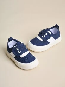 運動戶外帆布鞋雙色前綁帶運動鞋