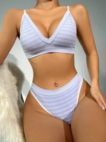 Women Bra & Panty Sets Mencetak - Purple - View 4