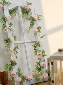 1pc 200cm Polyester Artificial Flower Vine, Artificial Flower Garland For Home Decor - Multicolor - View 1