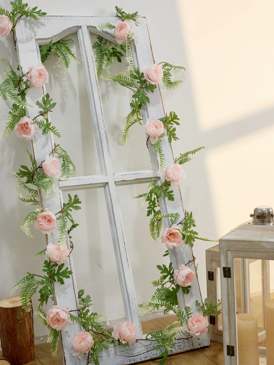 1pc 200cm Polyester Artificial Flower Vine, Artificial Flower Garland For Home Decor - Multicolor - View 1