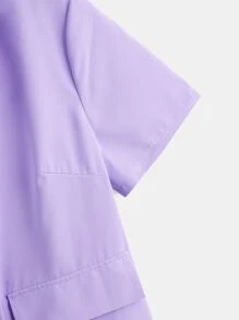 SHEIN EZwear Plus Lapel Neck Double Breasted Blazer - Lilac Purple - View 3