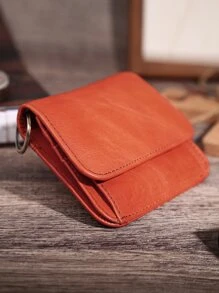 Genuine Leather Card Holder Wallet RFID Coin Purse Small Purse Creative Designer Money - Orange - View 1