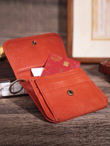 Genuine Leather Card Holder Wallet RFID Coin Purse Small Purse Creative Designer Money - Orange - View 2