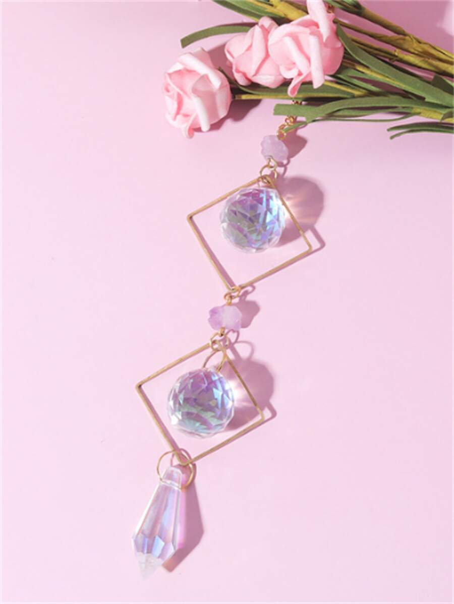 1 件天然水晶壁挂，创意水钻设计花园挂饰，适合室内、室外